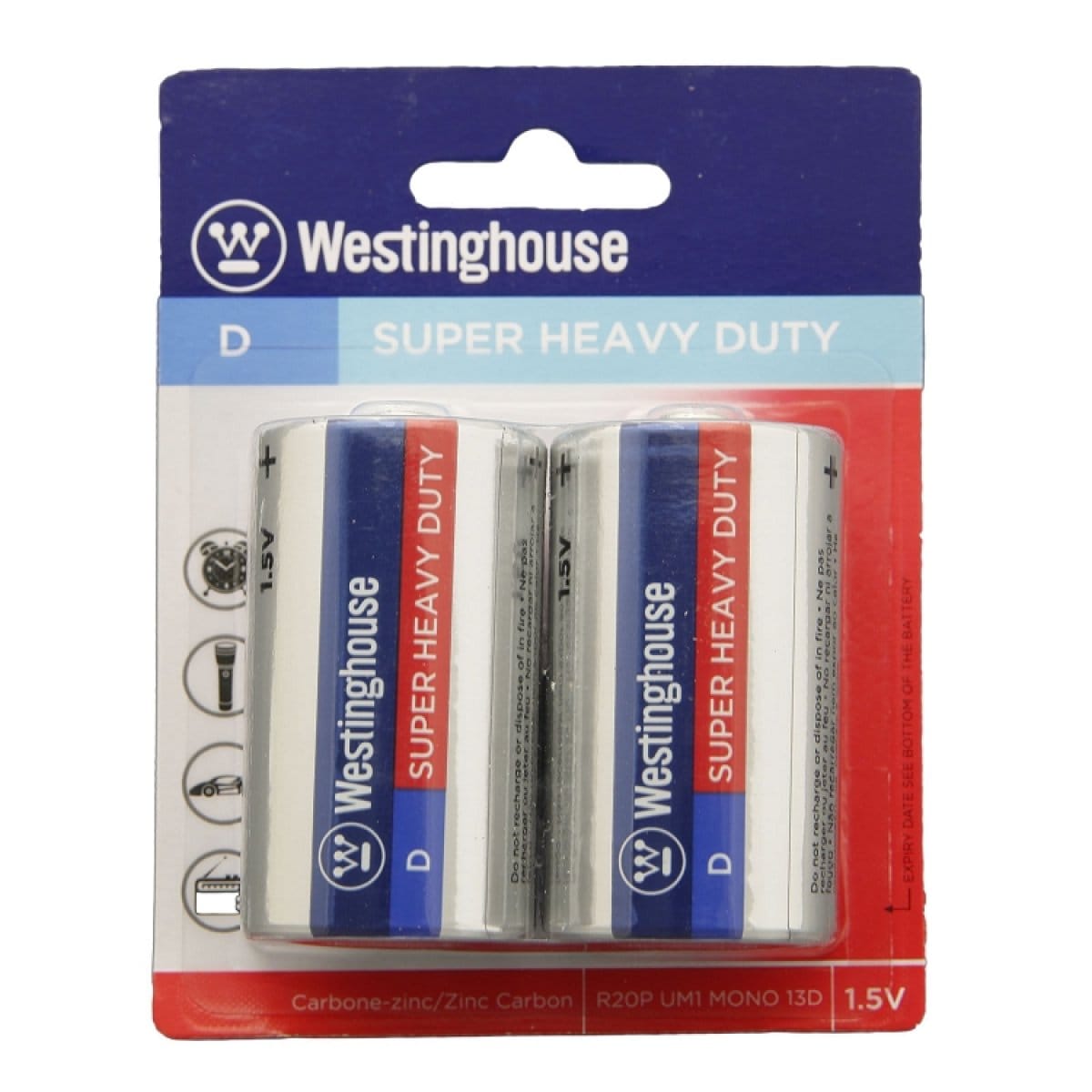 Westinghouse Super Heavy Duty Battery. Durable battery for a wide range of appliances - R20PBP2 Westinghouse Super Heavy Duty Battery. Durable battery for a wide range of appliances - R20PBP2
